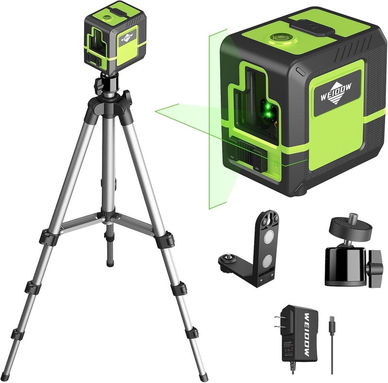 WEIDDW Laser Level with Tripod，Self Leveling Laser Level Green Line Laser Cross Line Laser Leveler Tool for Picture Hanging, Tile, Home Renovation,（ Safety Class ll, <1mW power output) - Image 1